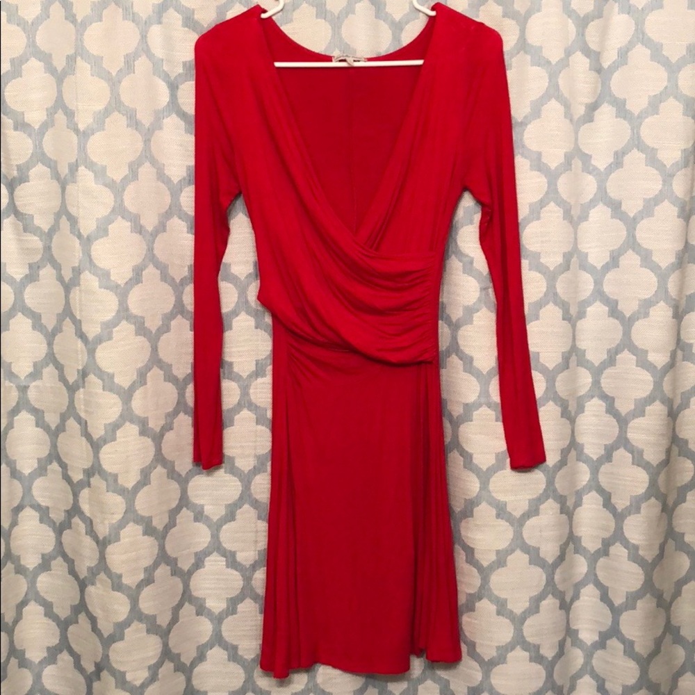 Elegant, Deep-V Red Formal Dress